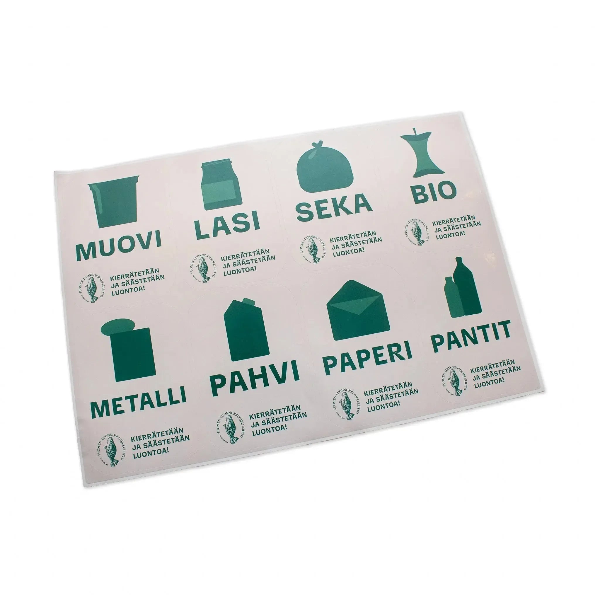 Jätteiden lajittelutarrat-Tarrat-Suomen luonnonsuojeluliiton Luontokauppa