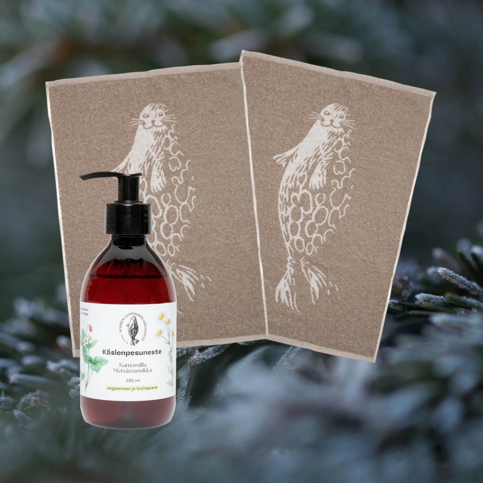 Lahjapaketti: Norppa-käsipyyhkeet ja Käsienpesuneste