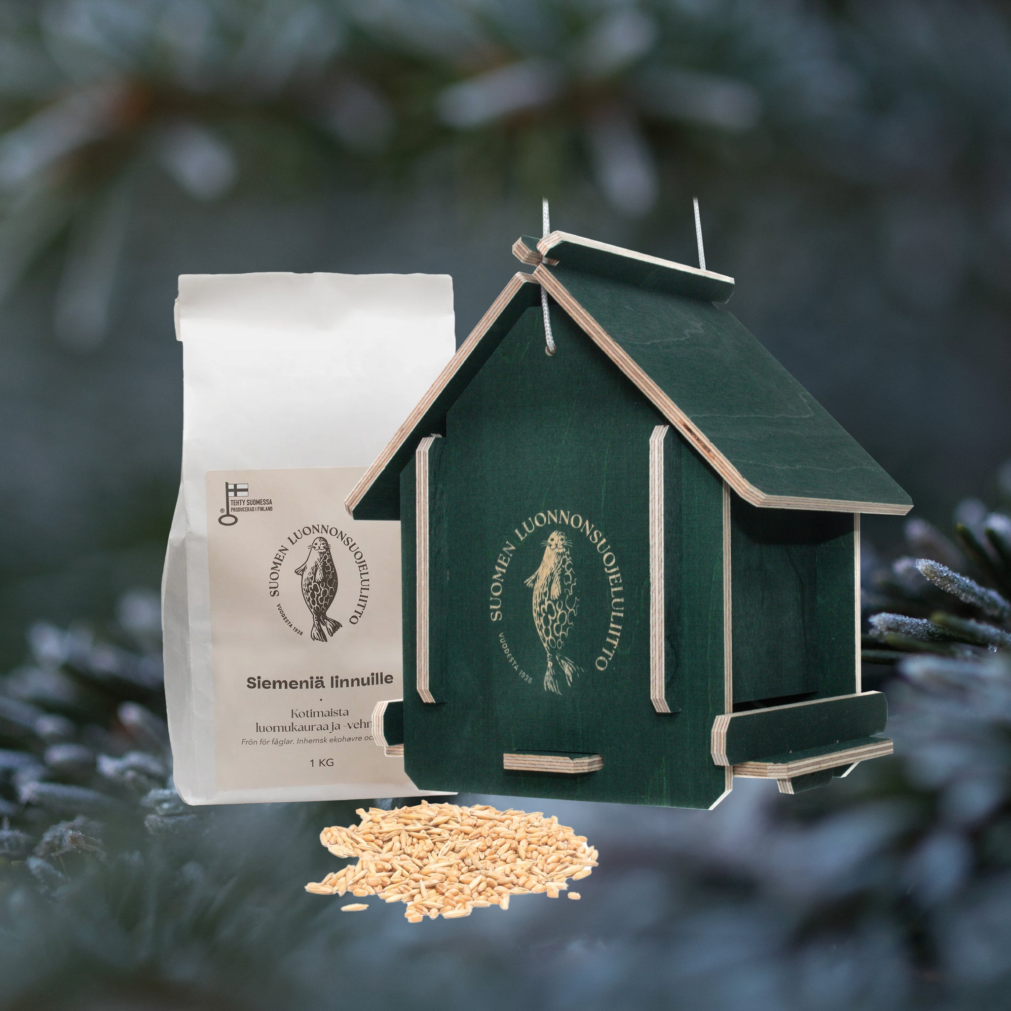 Lahjapaketti: Koottava lintulauta ja siemeniä linnuille