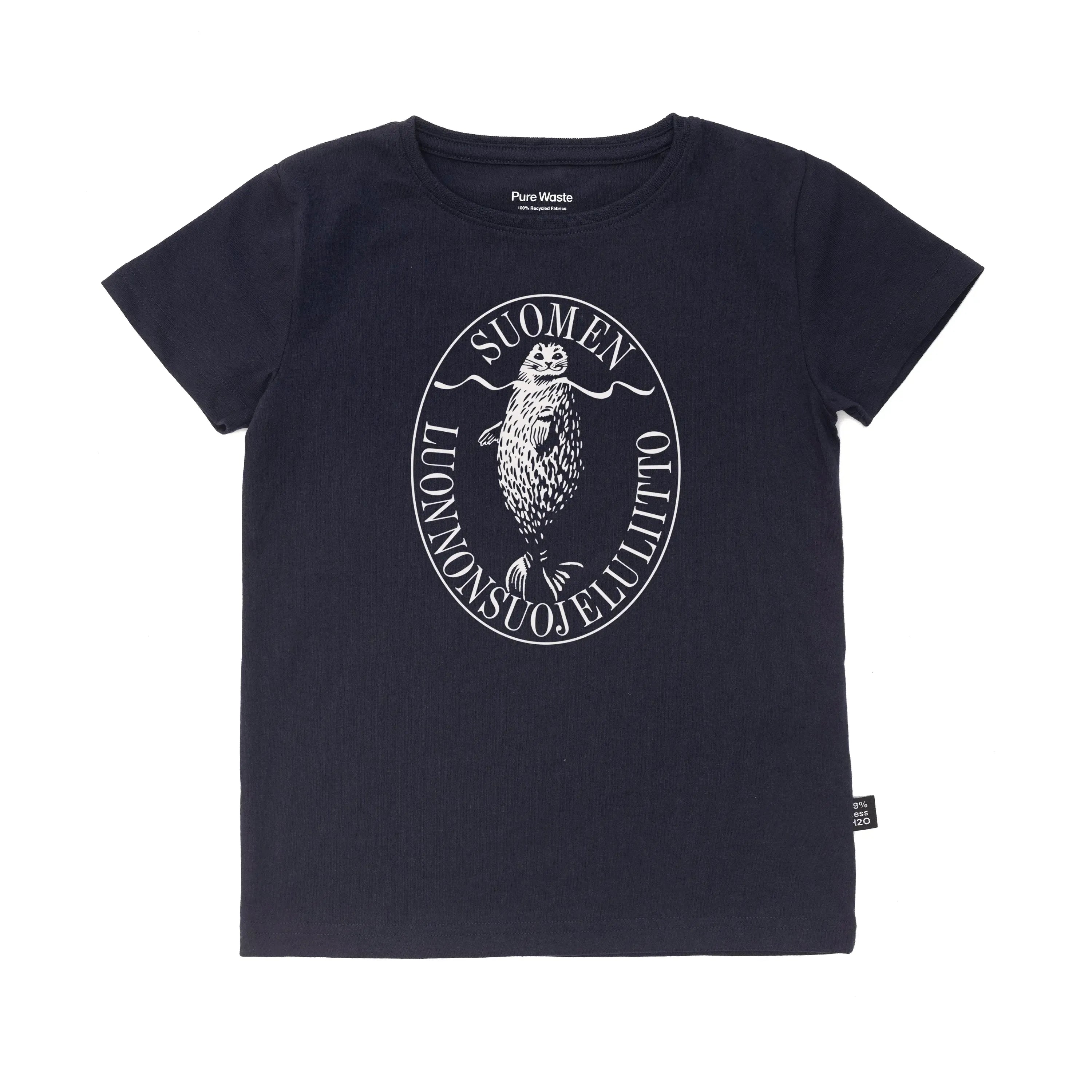 Lasten Retrologo t-paita (laivastonsininen)-Lasten t-paidat-Suomen luonnonsuojeluliiton Luontokauppa