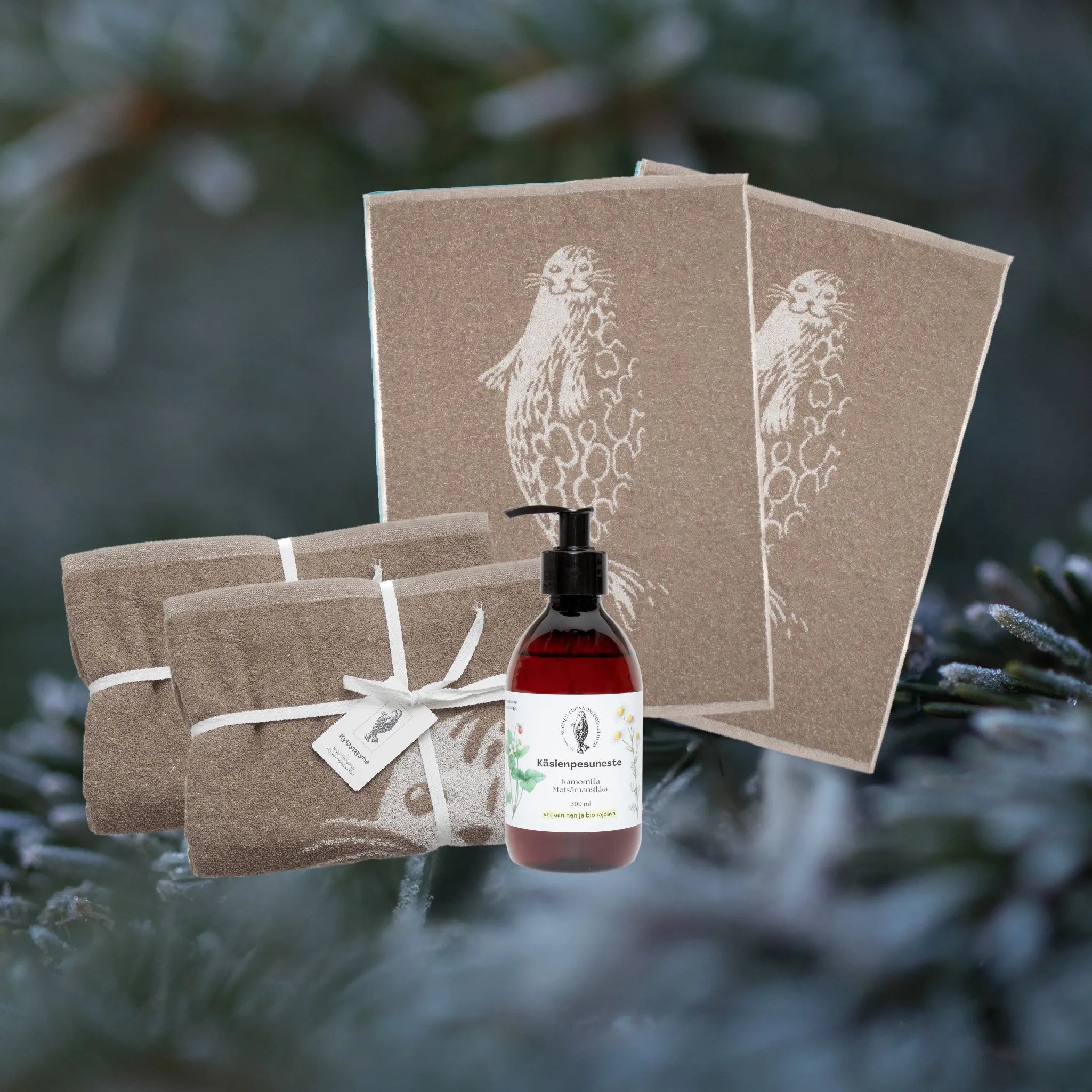 Lahjapaketti: Norppa -pyyhkeet ja käsienpesuneste