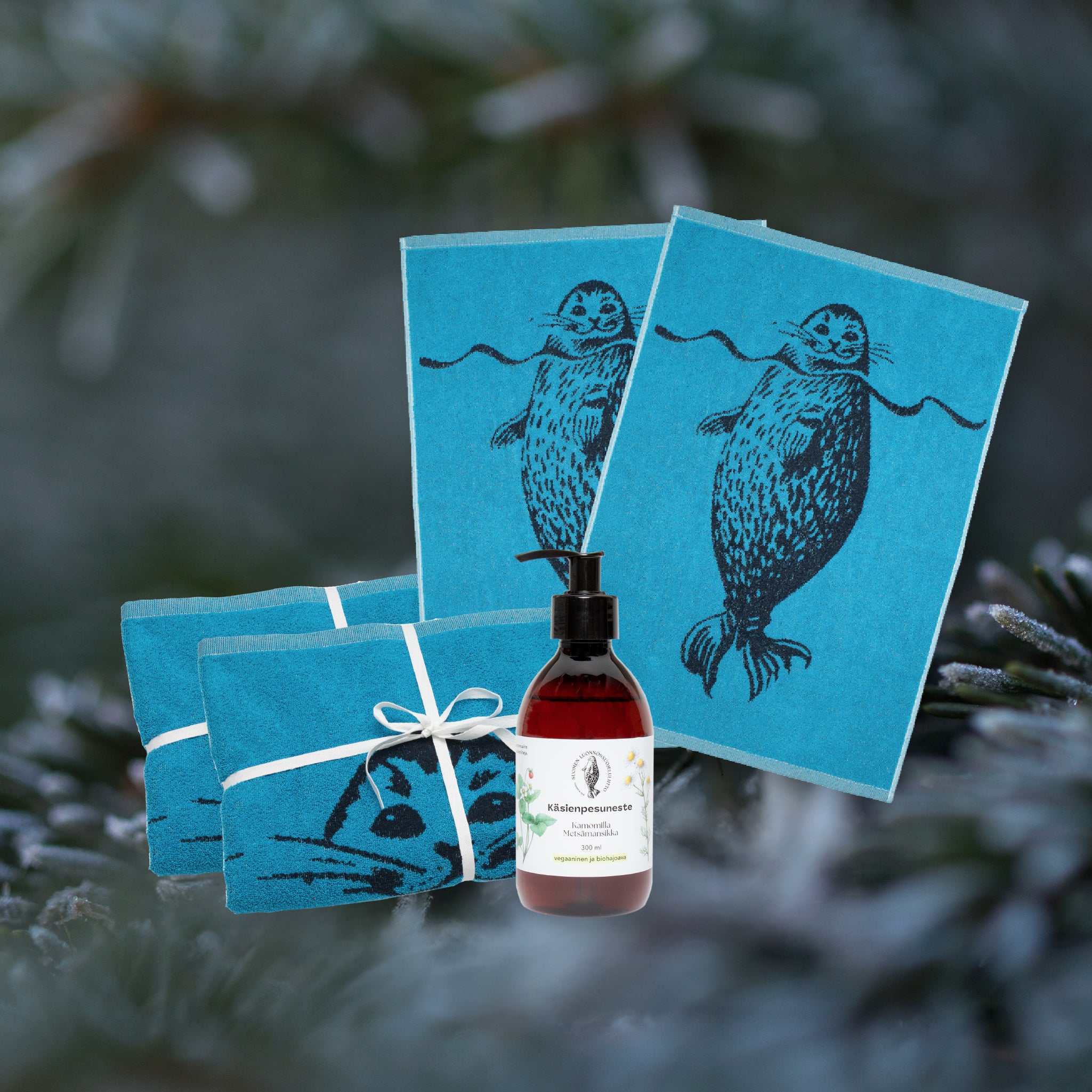 Lahjapaketti: Retrologo -pyyhkeet ja käsienpesuneste