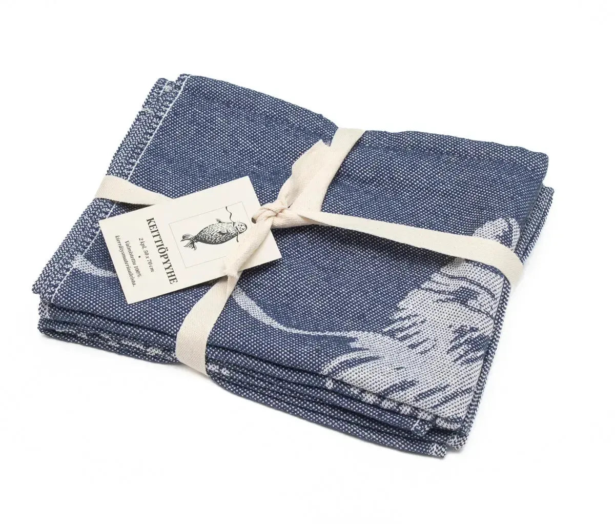 Millpoint Oy: Retrologo -keittiöpyyhkeet (mustikansininen)-Tiskirätit ja keittiöpyyhkeet-Suomen luonnonsuojeluliiton Luontokauppa