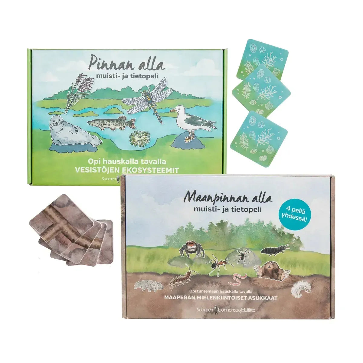 Pinnan alla ja Maanpinnan alla -muisti- ja tietopelit-Muisti- ja tietopelit-Suomen luonnonsuojeluliiton Luontokauppa
