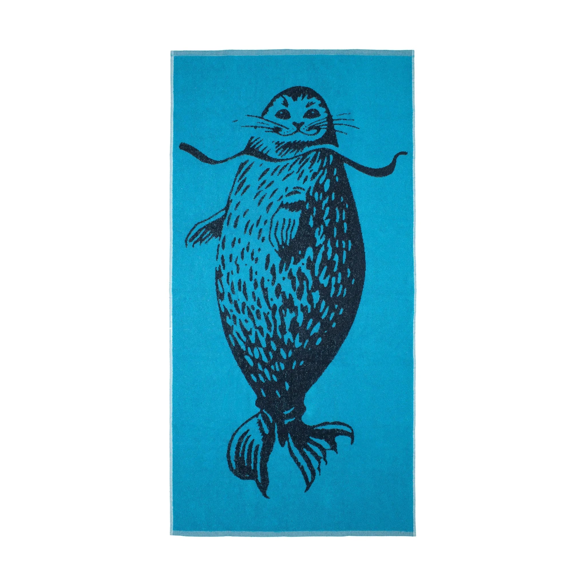 Retrologo -kylpypyyhe (sininen)-Kylpy- ja käsipyyhkeet-Suomen luonnonsuojeluliiton Luontokauppa