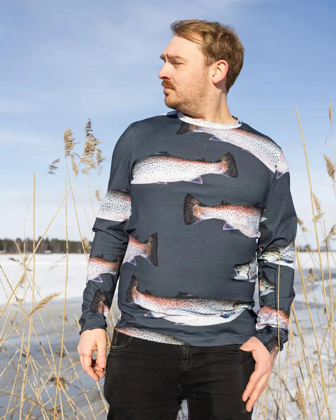 Taimenet -trikoopaita-Pitkähihaiset t-paidat-Suomen luonnonsuojeluliiton Luontokauppa